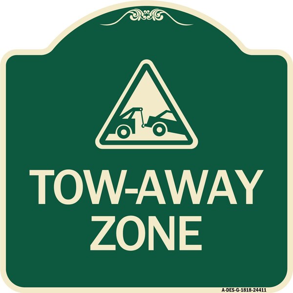 Tow-Away Zone with Graphic Heavy-Gauge Aluminum Architectural Sign, 18" x 18", G-1818-24411
